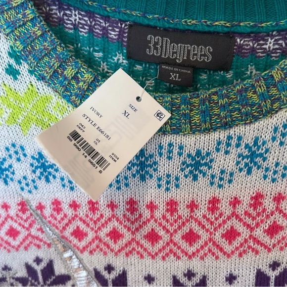 33 Degrees Unicorn Fair Isle Holiday Sweater Lisa Frank Cotton - Picture 4 of 6